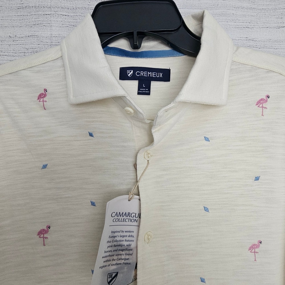 Cremieux Carmague L Large Button Down Shirt Embroidered Pink Flamingos NWT 1291